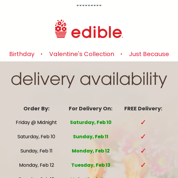 Valentine's delivery status update