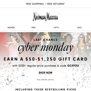 Last chance for $1,250 gift card + free beauty gifts