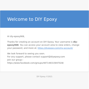 Your DIY Epoxy account has been created!