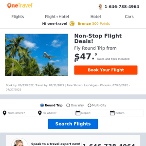 Non-Stop Flight Deals: Fly from $47.99!