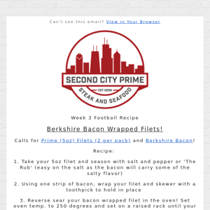 Week 3 Football 🏈 Recipe! Berkshire Bacon 🥓 Wrapped Prime (5oz) Filets!