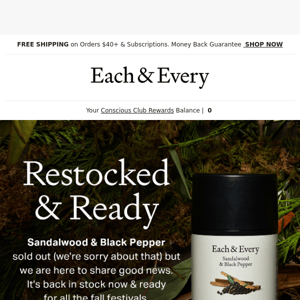 sandalwood & black pepper is NOW available