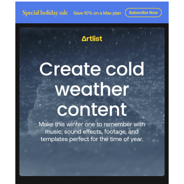 Artlist.io, create content for the winter season with themed music and more