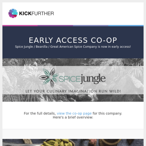 Early Access Co-Op: Spice Jungle / Beanilla / Great American Spice Company is offering 4.51% profit in 3.3 months.