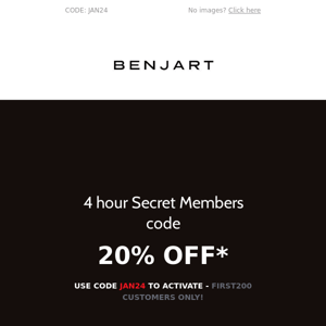 Members Only Code - First 200 People only - Benjart.com