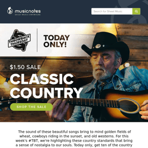 $1.50 Classic Country Songs, One Day Only! 🤠