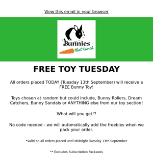 FREE Toy Tuesday! 🐰