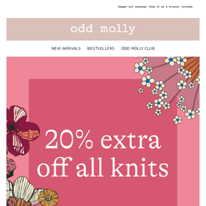 20% extra off all knits