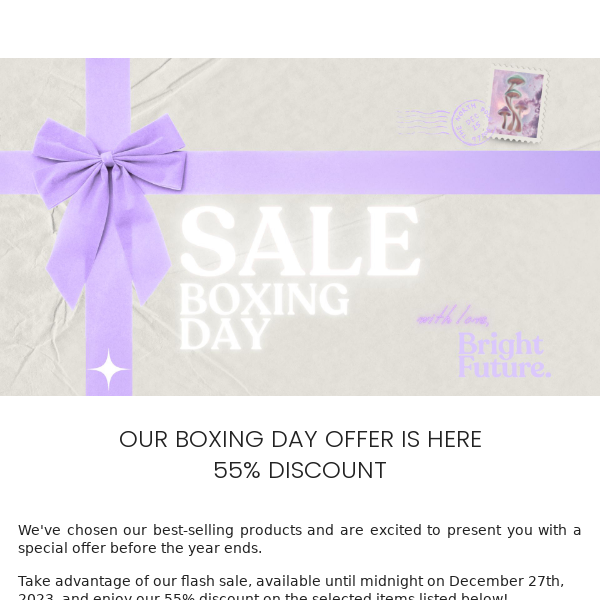 Boxing Day Flash Sale 55% OFF