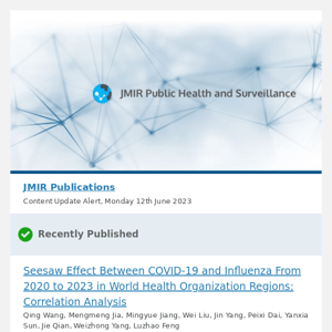 [JPH] Seesaw Effect Between COVID-19 and Influenza From 2020 to 2023 in World Health Organization Regions: Correlation AnalysisÂ 