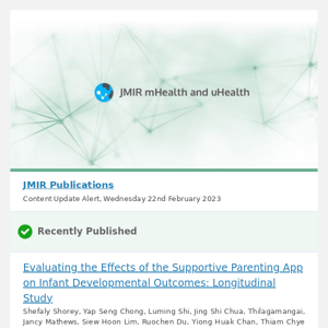 [JMU] Evaluating the Effects of the Supportive Parenting App on Infant Developmental Outcomes: Longitudinal Study