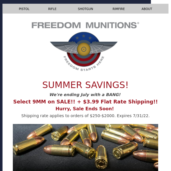 Summer Savings Ends Soon! 9MM SALE + $3.99 Shipping