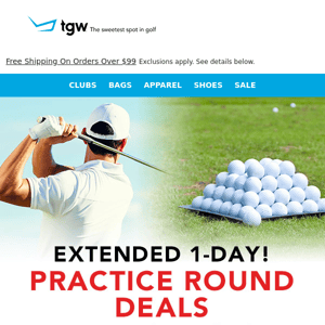 Practice Round Deals Extended 1-Day!