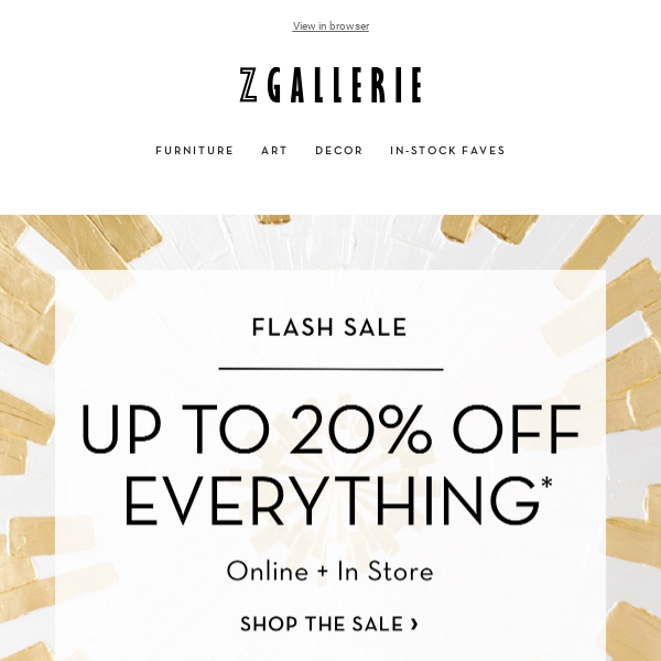 Flash Sale Is On NOW! Up to 20% Off Everything