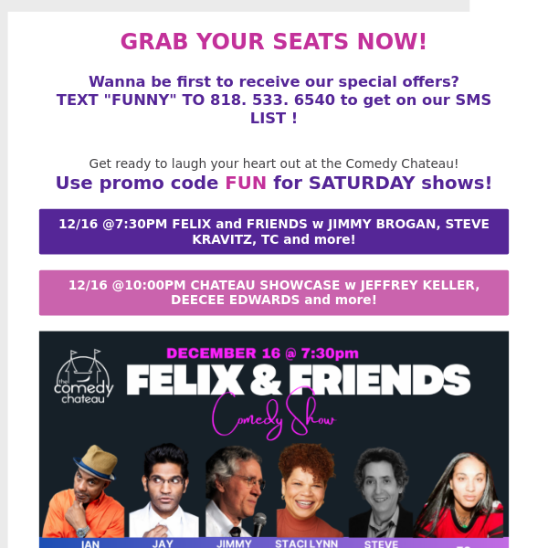 Claim your FREE tickets for ALL STAR COMEDY shows tonight!