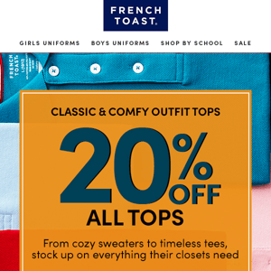 20% off tops for every day of the week