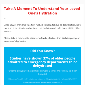 Did you know: 37% of older people admitted to emergency departments are dehydrated