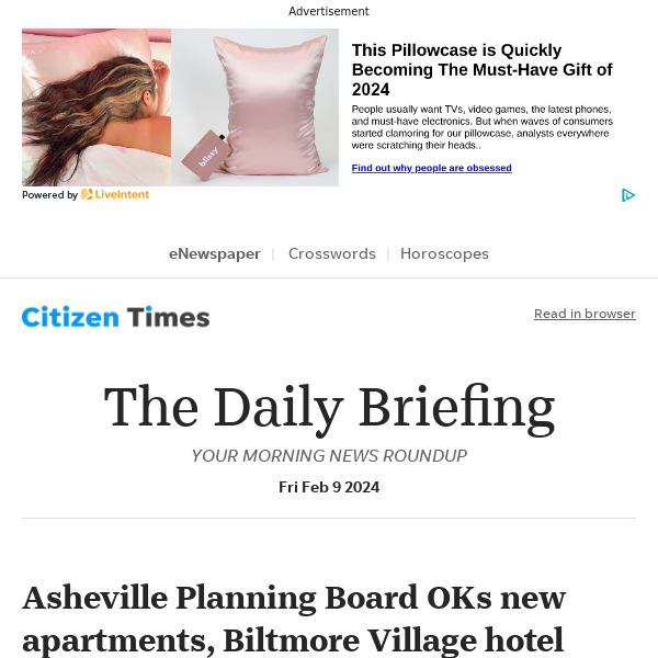 Daily Briefing: Asheville Planning Board OKs new apartments, Biltmore Village hotel