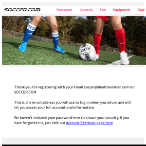 Welcome to SOCCER.COM.