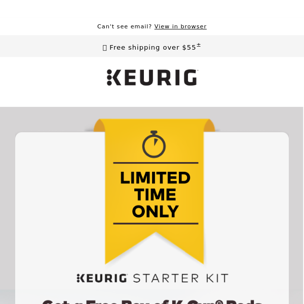 Keurig Starter Kit Offer: 50% Off Coffee Makers + FREE K-Cup® Pods