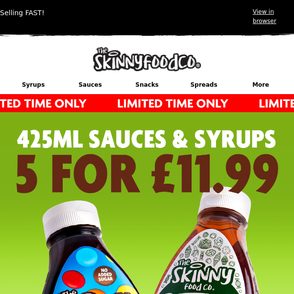425ml Sauces & Syrups 5 for £11.99