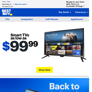 Get smart TVs (from $99.99)