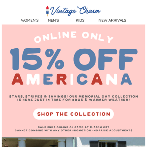 15% Off Online Americana Collection!  ❤️ 🤍 💙