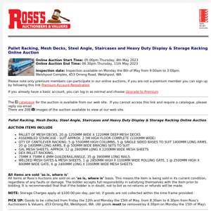 *CLOSING SOON* Ross's > Pallet Racking, Mesh Decks, Steel Angle, Staircases and Heavy Duty Display & Storage Racking Online Auction 11/05/23