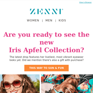 🦩 Just dropped: Iris Apfel x Zenni Resort Collection ☀️