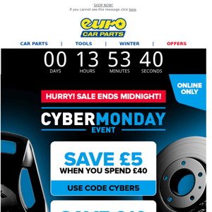 ⏰ Hurry! Cyber Monday Event Ends Midnight | Get £10 Off On Orders Over £80*