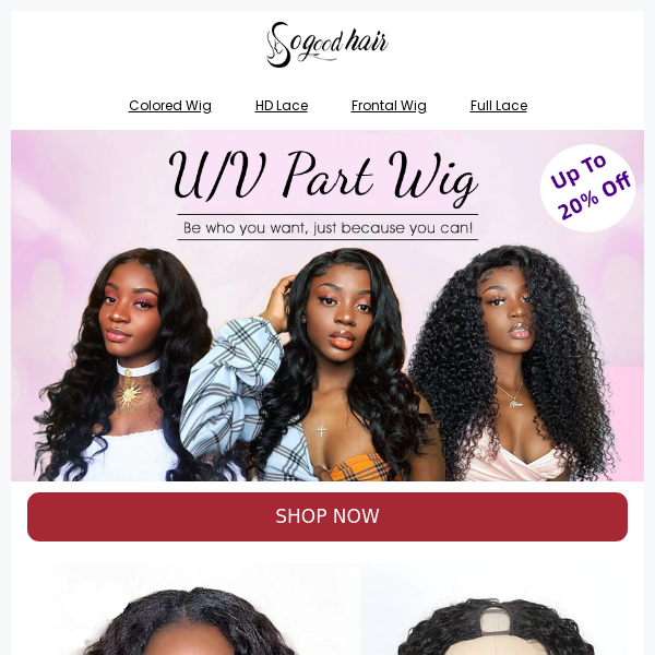 ⚠️ Our V/U-Part Wig Sale Will Finish: 20% Off!