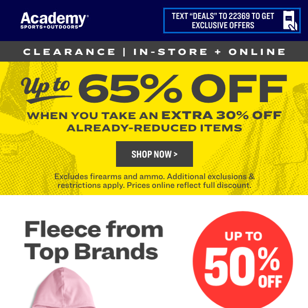 Get up to 65% OFF CLEARANCE