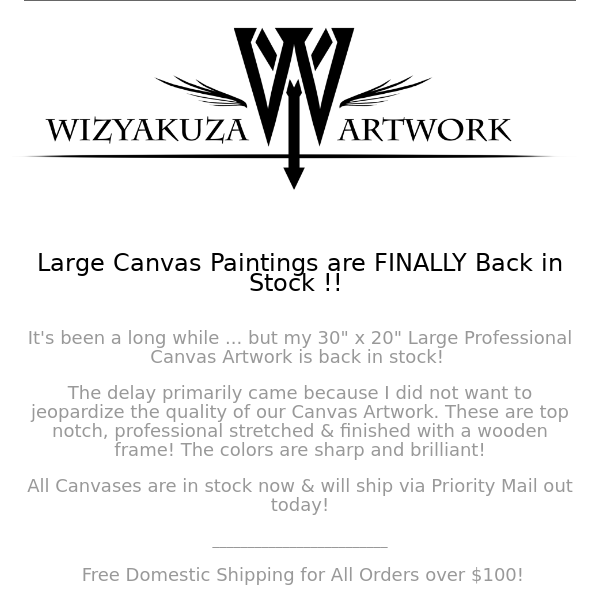 LARGE CANVAS ARTWORK - BACK IN STOCK! || Wizyakuza.com