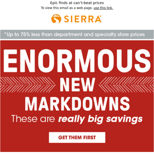 NEW MARKDOWNS up to 75%* off