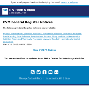 CVM Federal Register Notices