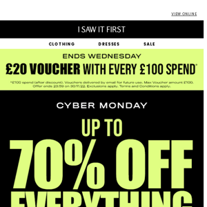 Don't miss up to 70% off everything | Cyber Monday