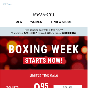 Boxing Week starts now! Save on EVERYTHING!