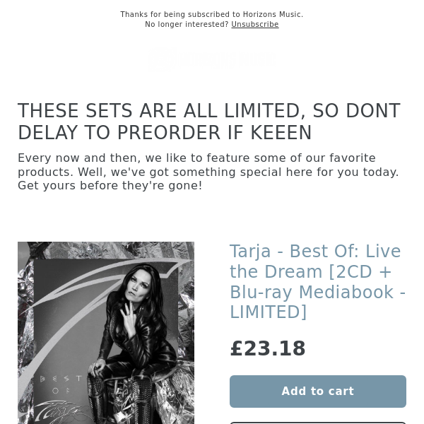 VERY LIMITED! Tarja - Best Of: Live the Dream