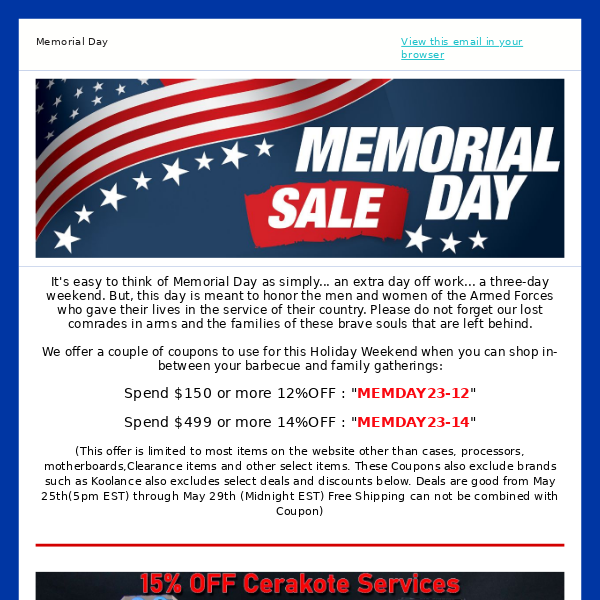 Memorial Day New Discounts and Promos!