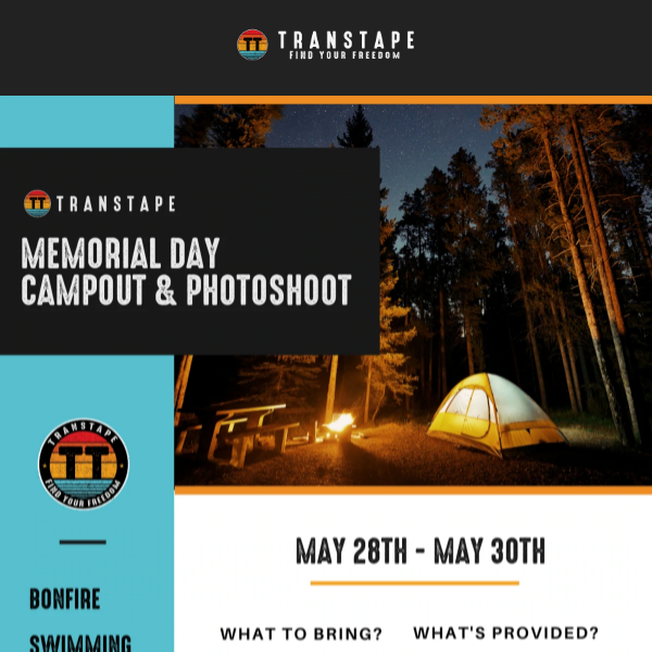 ⛺️ YOU'RE INVITED! TransTape Campout & Photoshoot 🥳