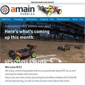 Upcoming Events sponsored by AMain Hobbies