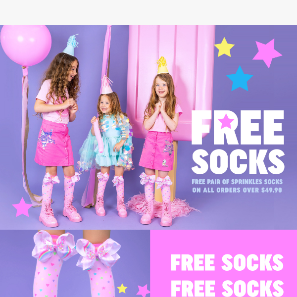 🧦FREE Socks on all orders over $49.90*🌈💕