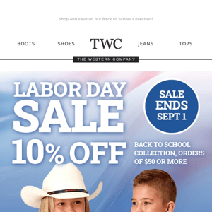 Shop Now & Save! 10% Off Labor Day Sale