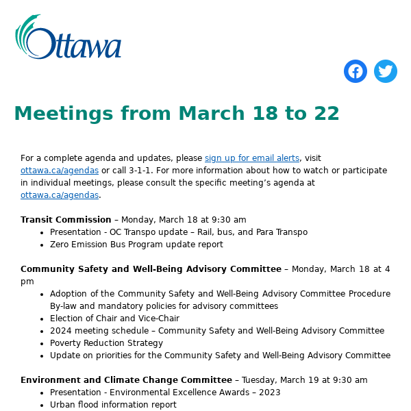 Meetings from March 18 to 22