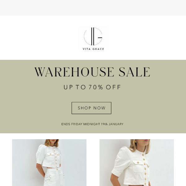 WAREHOUSE SALE - New Styles Added!