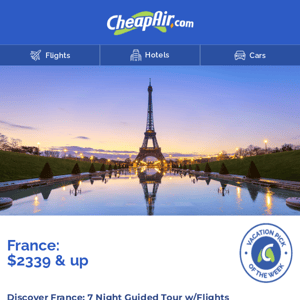 Take a 7 Night Tour of France w/Flights from $2339+