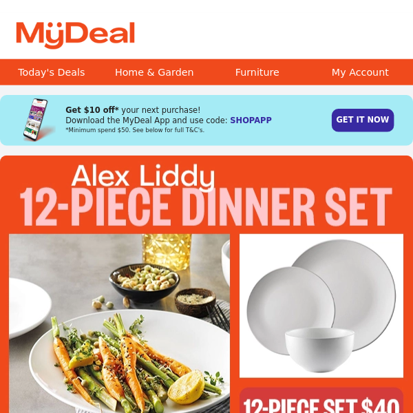 Now $40: Alex Liddy 12-Piece Dinner Set 🍽️