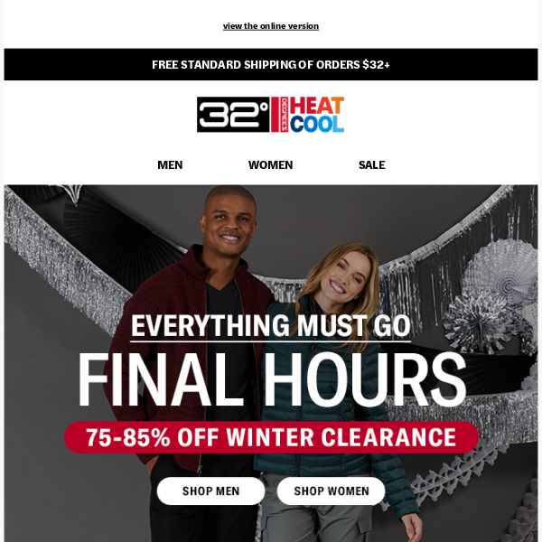 FINAL HOURS] One Last Chance to Shop 75-85% Off Winter Clearance