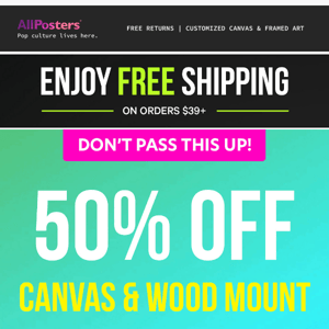 Big sale on canvas and modern wood mounted art!