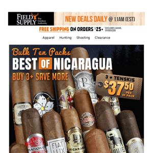 Best-of-Nicaragua: $37.50 when you buy 3+ cigars